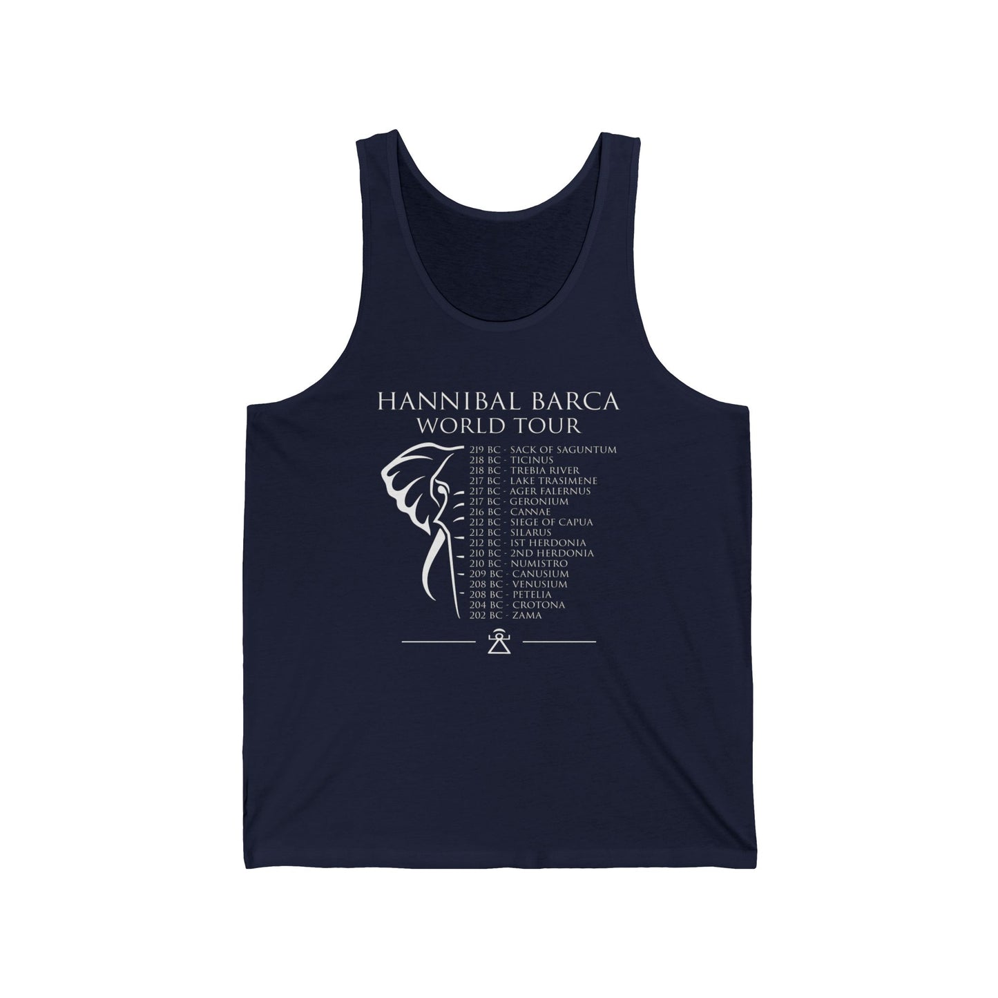 Hannibal Barca World Tour Tank Top - Battles of the 2nd Punic War Unisex Jersey Tank Top