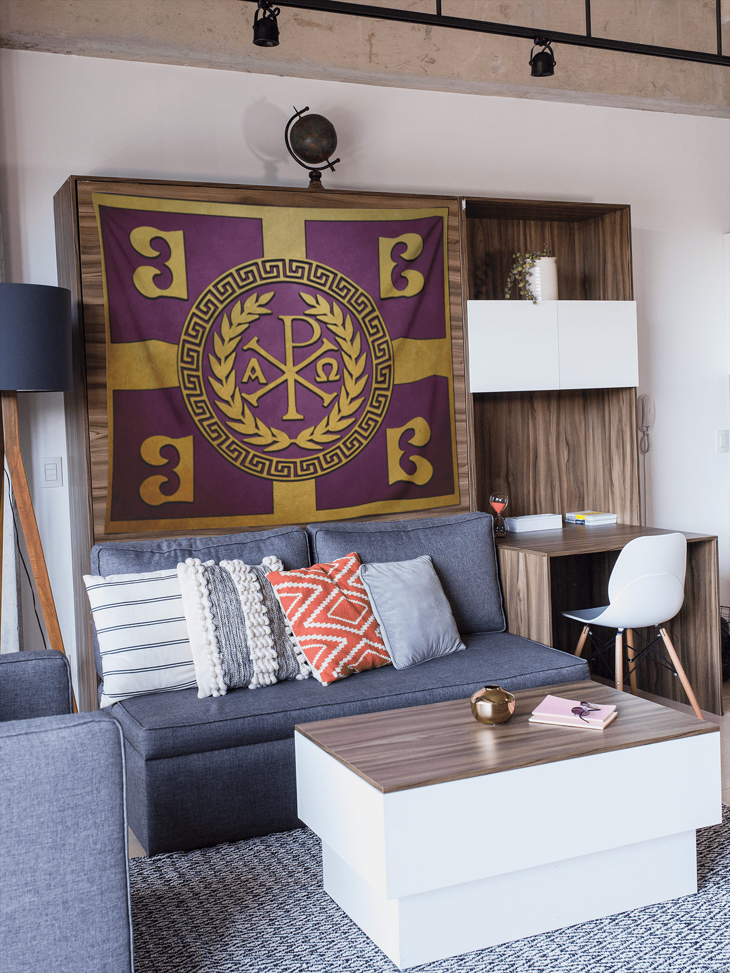 60" × 50" Byzantine Empire Symbol - Constantinople and Byzantium - Byzantine Indoor Wall Tapestry 60" x 50"