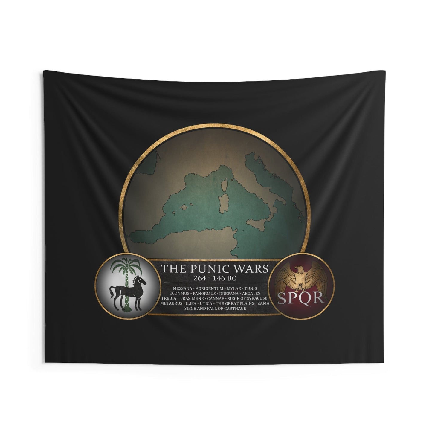 60" × 50" The Punic Wars - Battles of the Three Punic Wars - Rome vs Carthage - Ancient History Indoor Wall Tapestry 60" x 50"