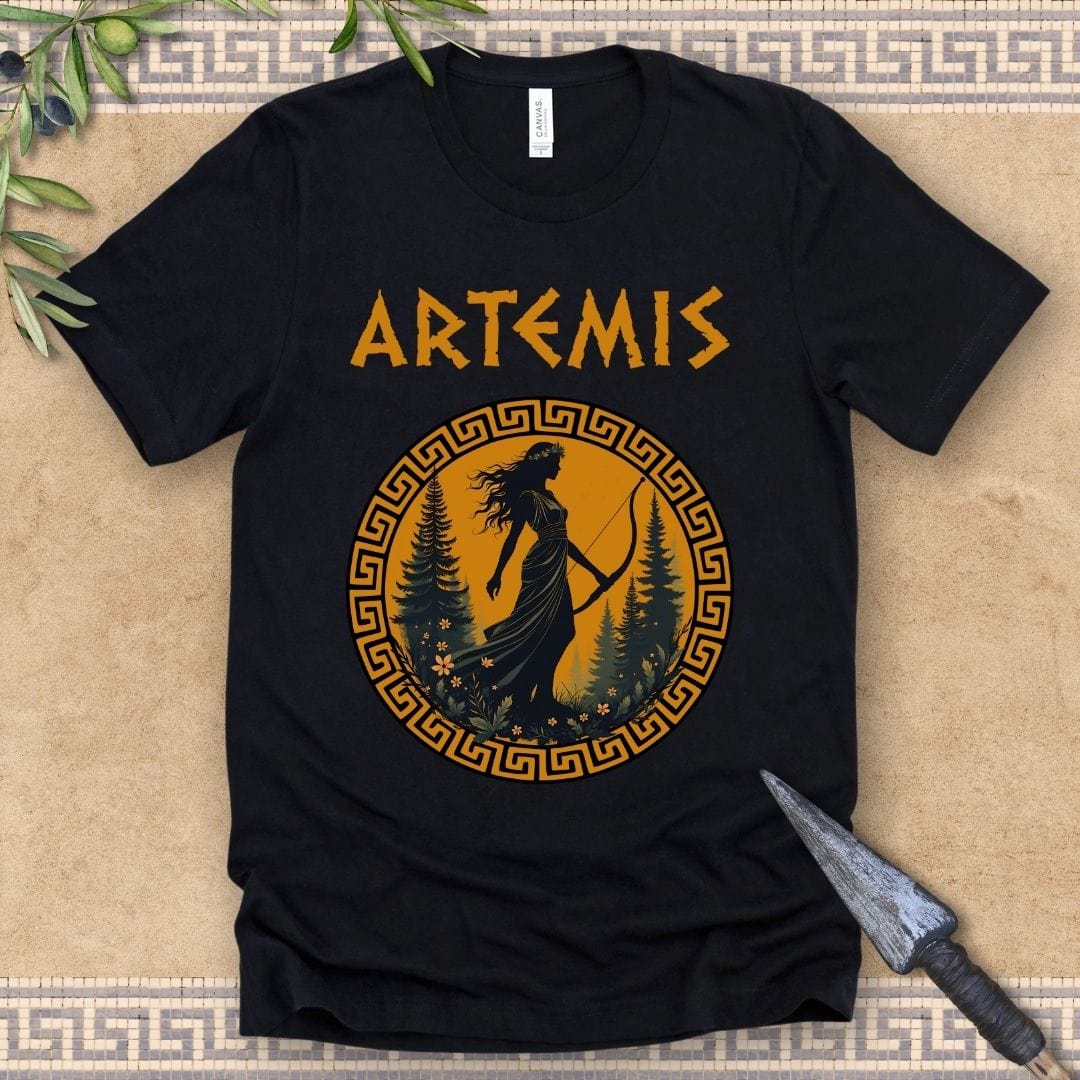 Black / 2XL Artemis Ancient Greek Goddess T-shirt