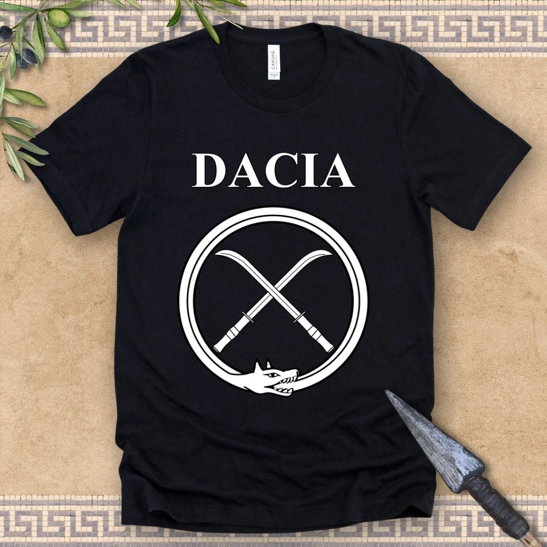 Black / 2XL Dacia Ancient Dacian Draco and Falx Symbol T-Shirt