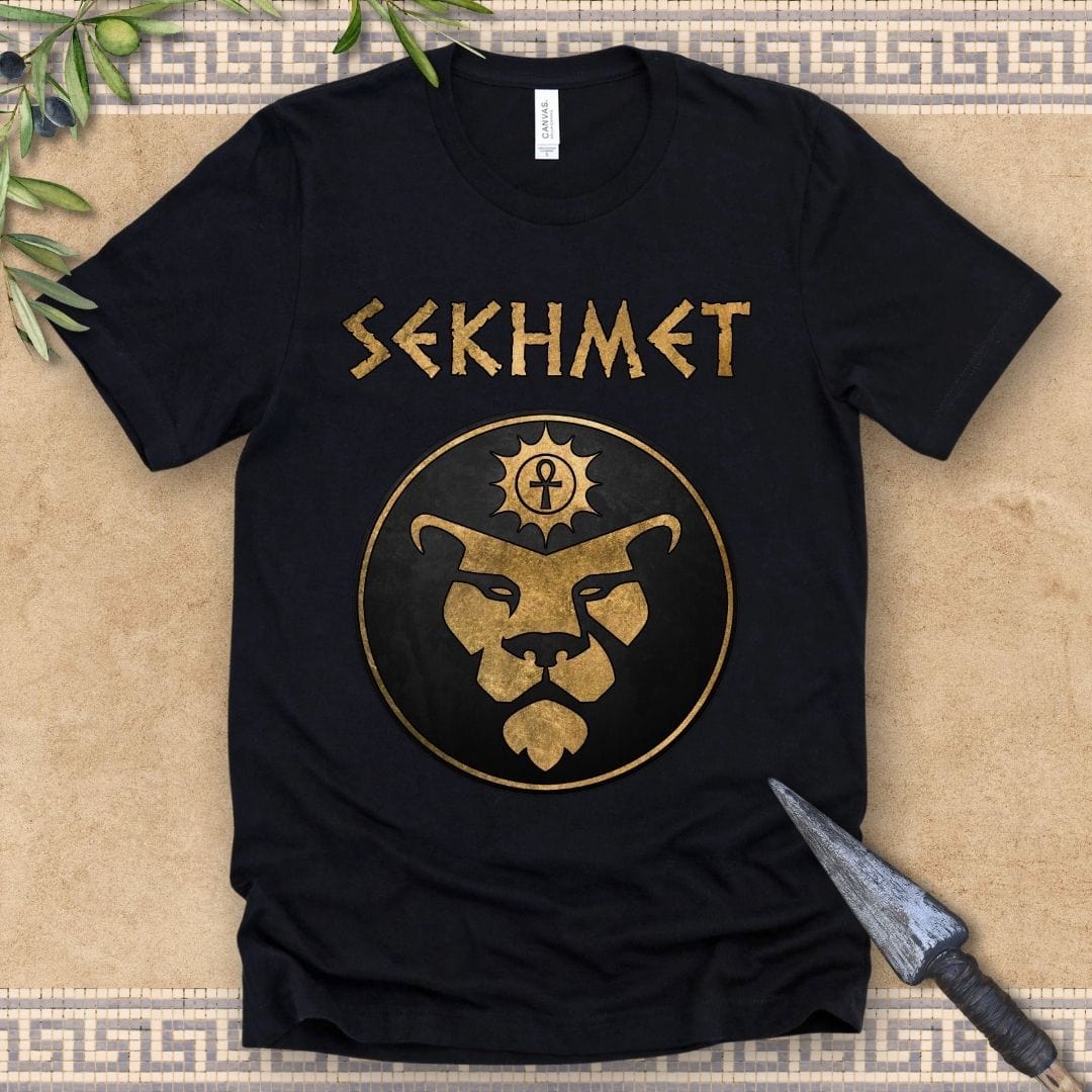 Black / 2XL Sekhmet Ancient Egyptian Goddess T-Shirt