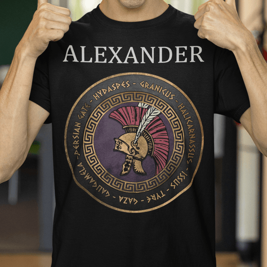 Black / S Alexander the Great Famous Battles T-Shirt