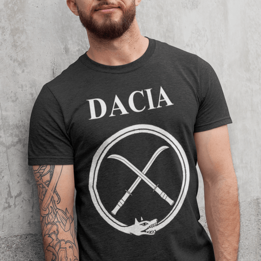 Black / S Dacia Ancient Dacian Draco and Falx Symbol T-Shirt