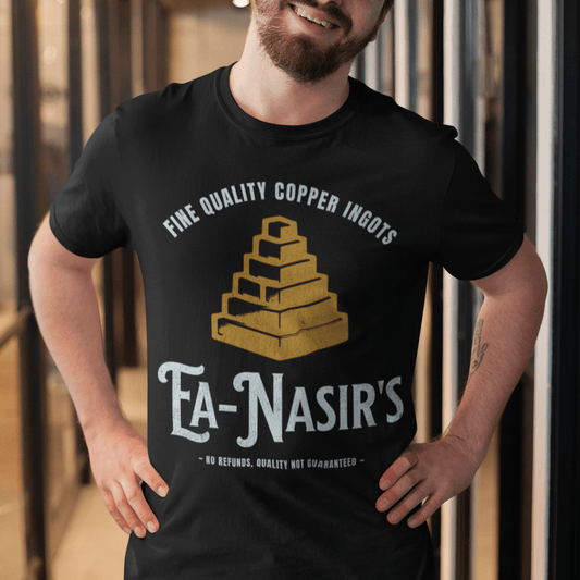 Black / S Ea Nasir's Fine Quality Copper Ingots Meme T-Shirt