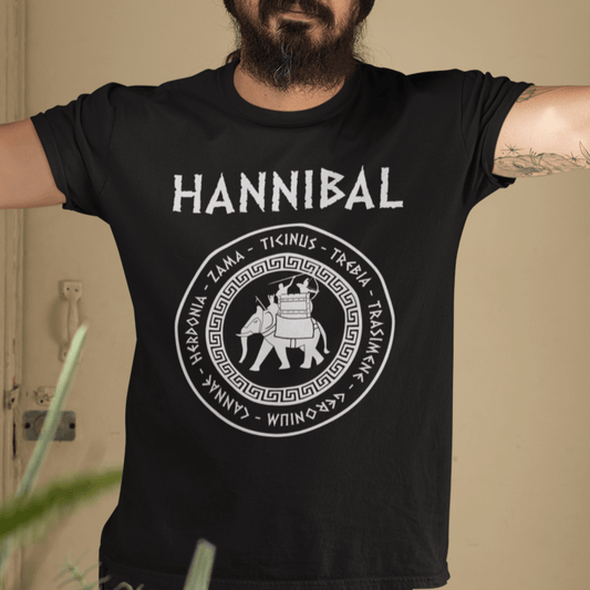 Black / S Hannibal Barca 2nd Punic War Battles War Elephant Symbol T-Shirt