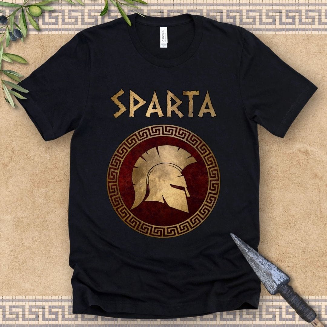 Black / S Sparta - Corinthian Helmet Symbol - Lacedaemonian Spartans T-shirt