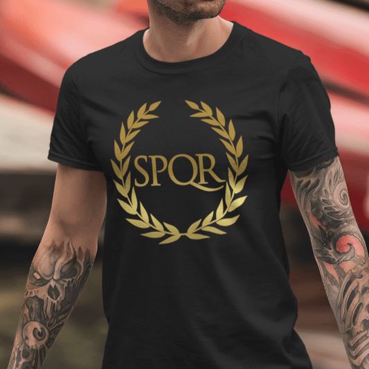 Black / S SPQR Ancient Rome Symbol T-shirt