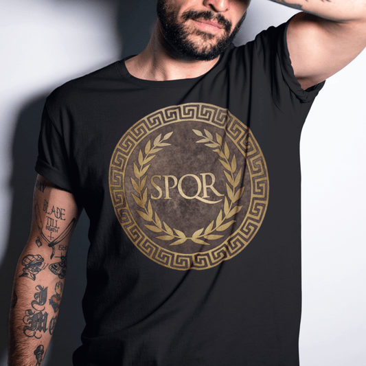 Black / S SPQR Symbol of Ancient Rome T-Shirt