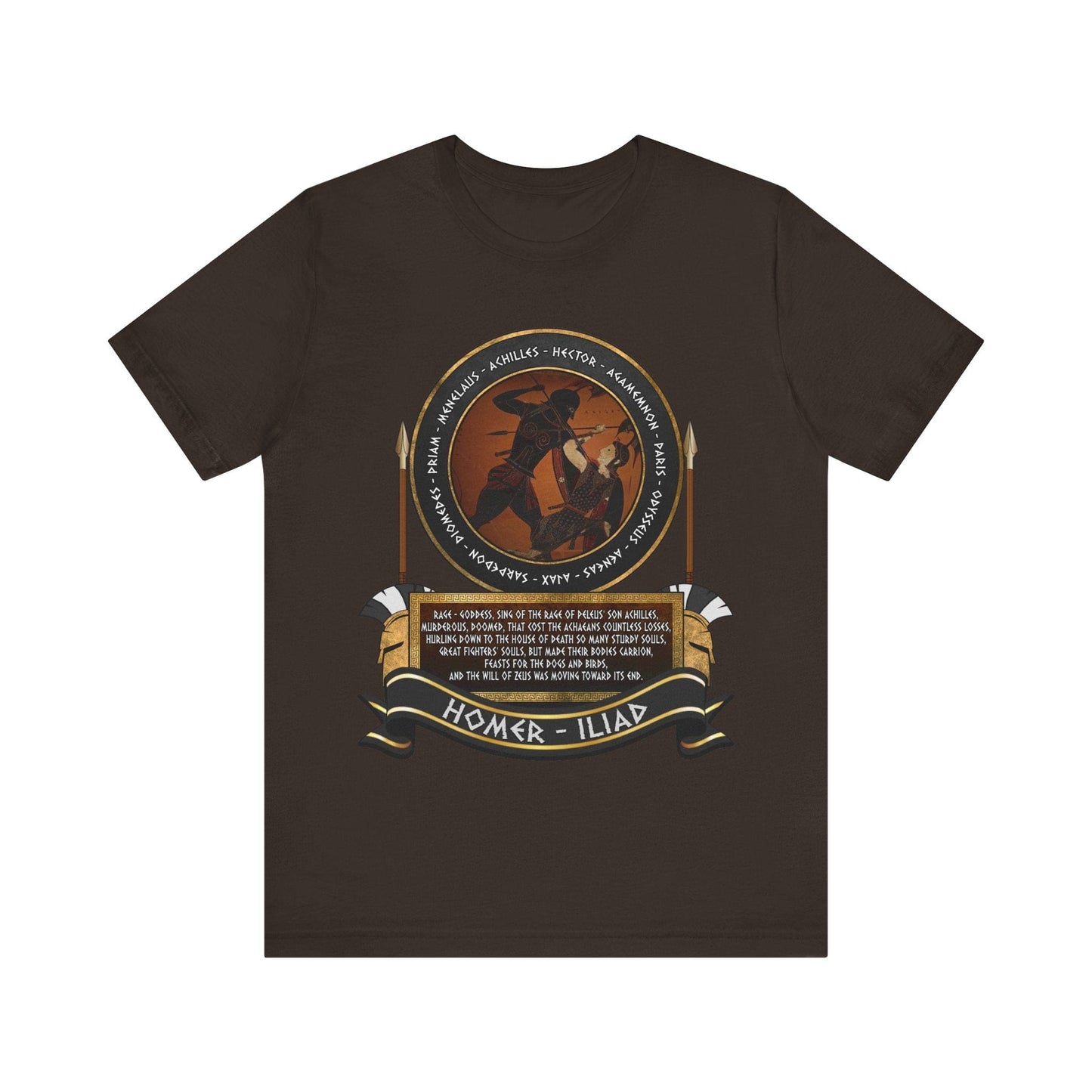 Brown / S Achilles and the Heroes of the Trojan War - Homer's Iliad T-Shirt