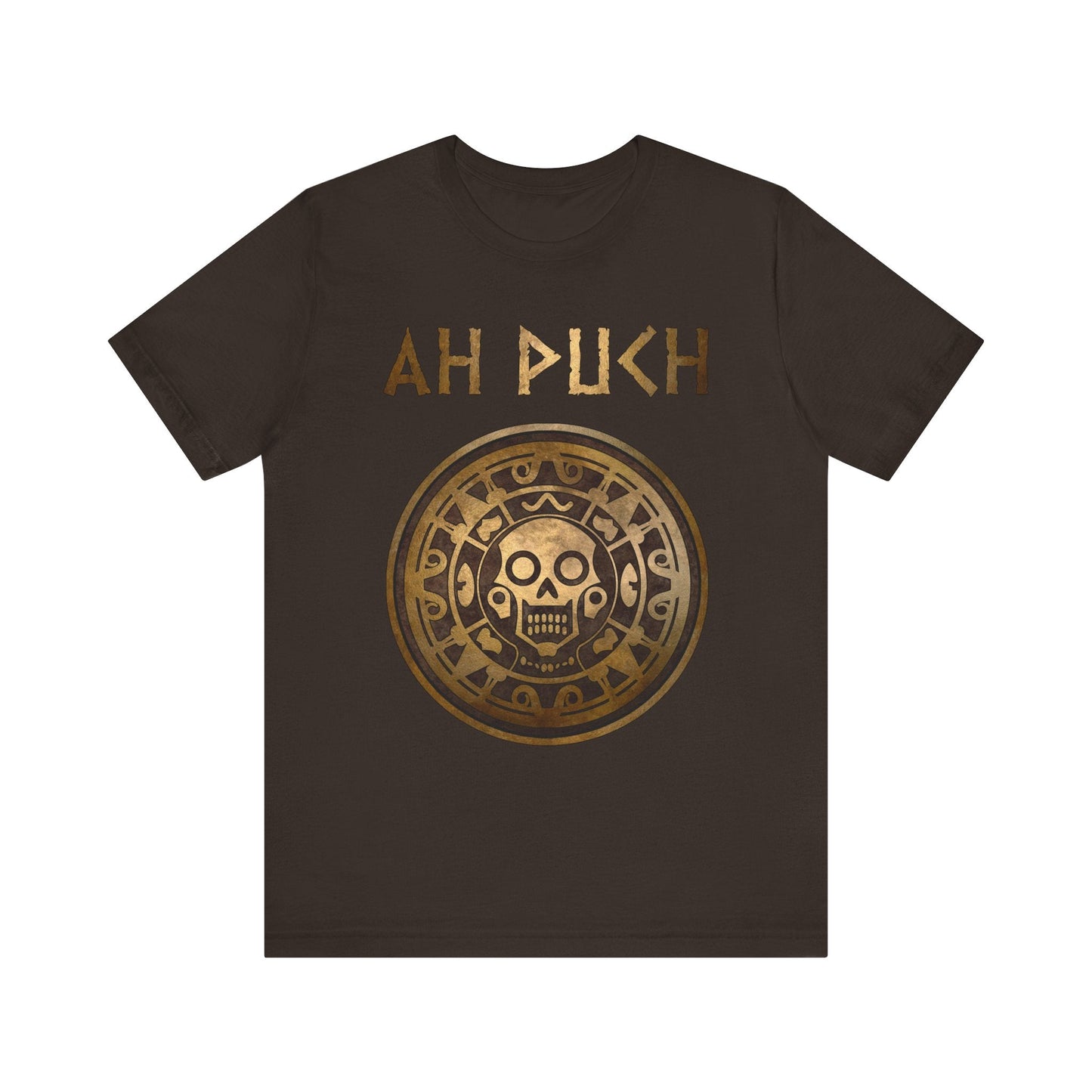 Brown / S Ah Puch Mayan God of Death Symbol T-shirt