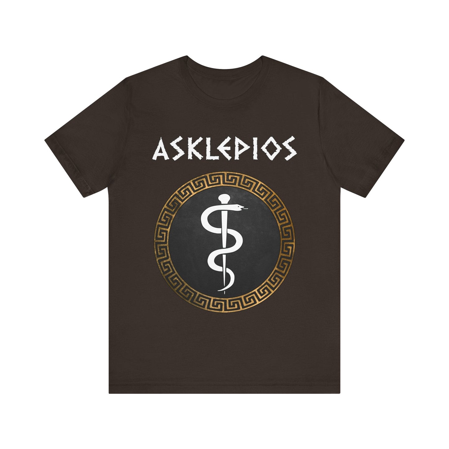 Brown / S Asklepios Ancient Greek God of Health and Medicine T-shirt