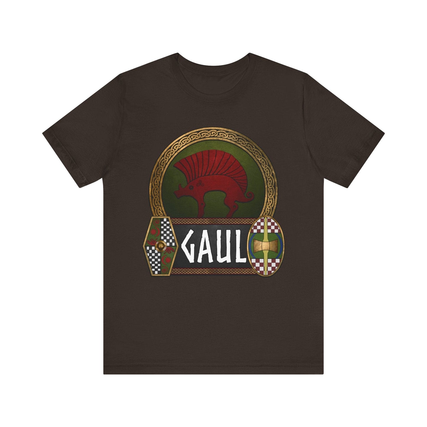 Brown / S Gaul Ancient Gaelic Boar - Celtic Warrior Shields - Gaelic Heritage T-shirt