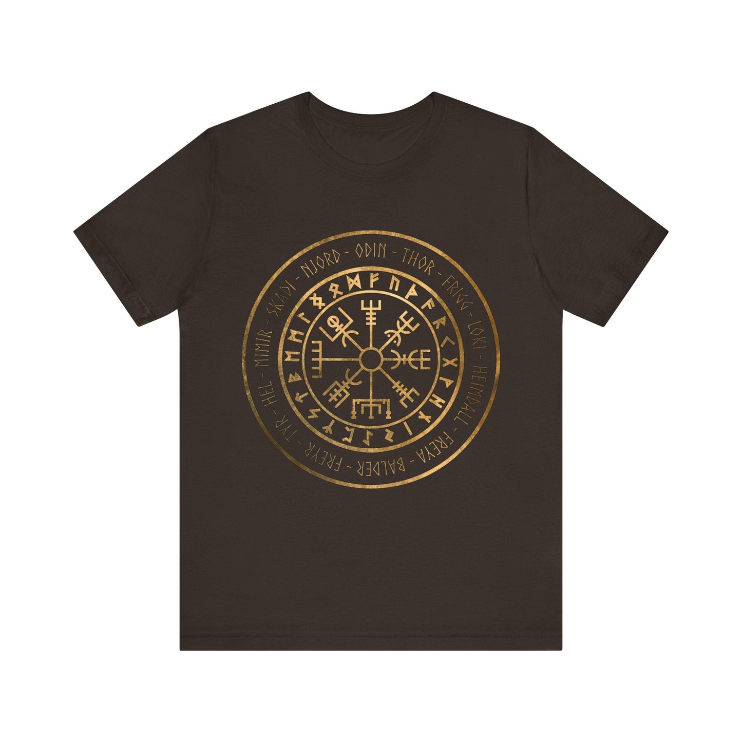 Brown / S Norse Gods and Goddesses Vegvisir T-Shirt