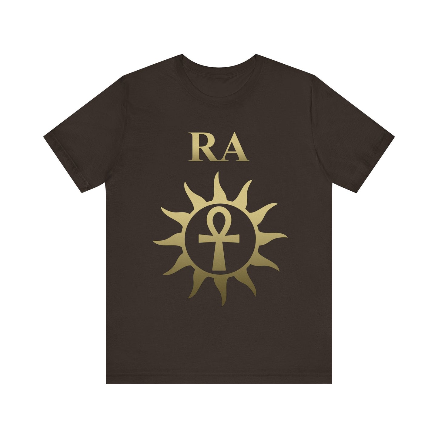Brown / S Ra Ancient Egyptian God Sun God Ankh T-Shirt