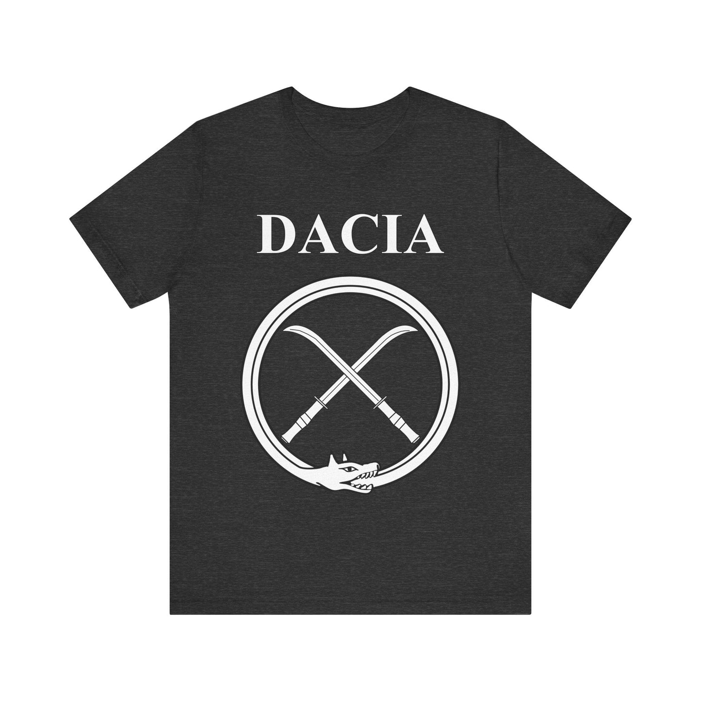 Dark Grey Heather / S Dacia Ancient Dacian Draco and Falx Symbol T-Shirt