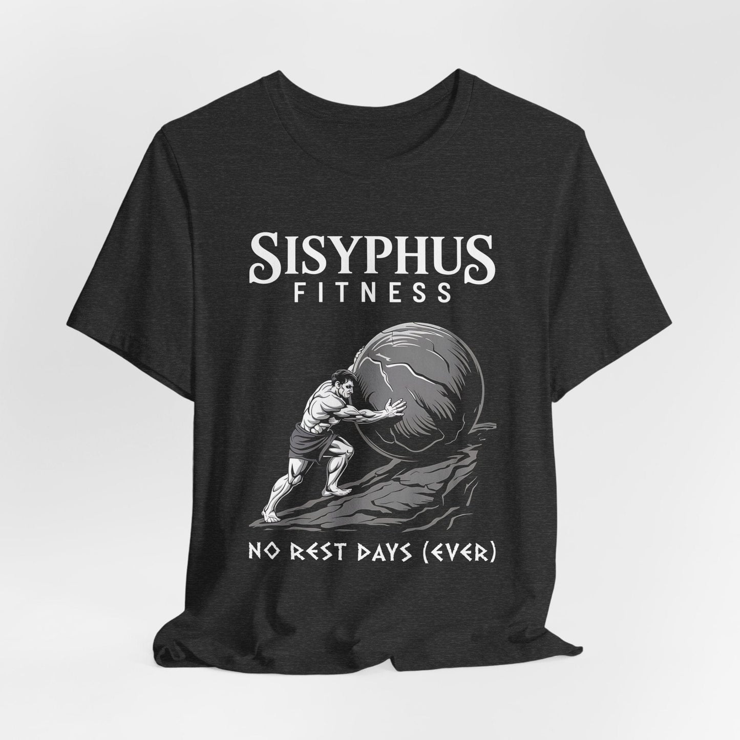 Dark Grey Heather / S Sisyphus Fitness Funny Greek Mythology T-Shirt