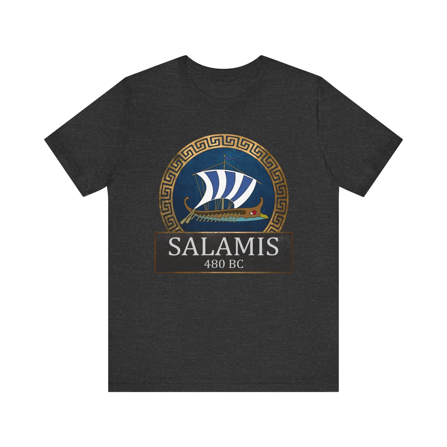 Dark Grey Heather / S The Battle of Salamis 480 BC - Ancient Greece History T-shirt