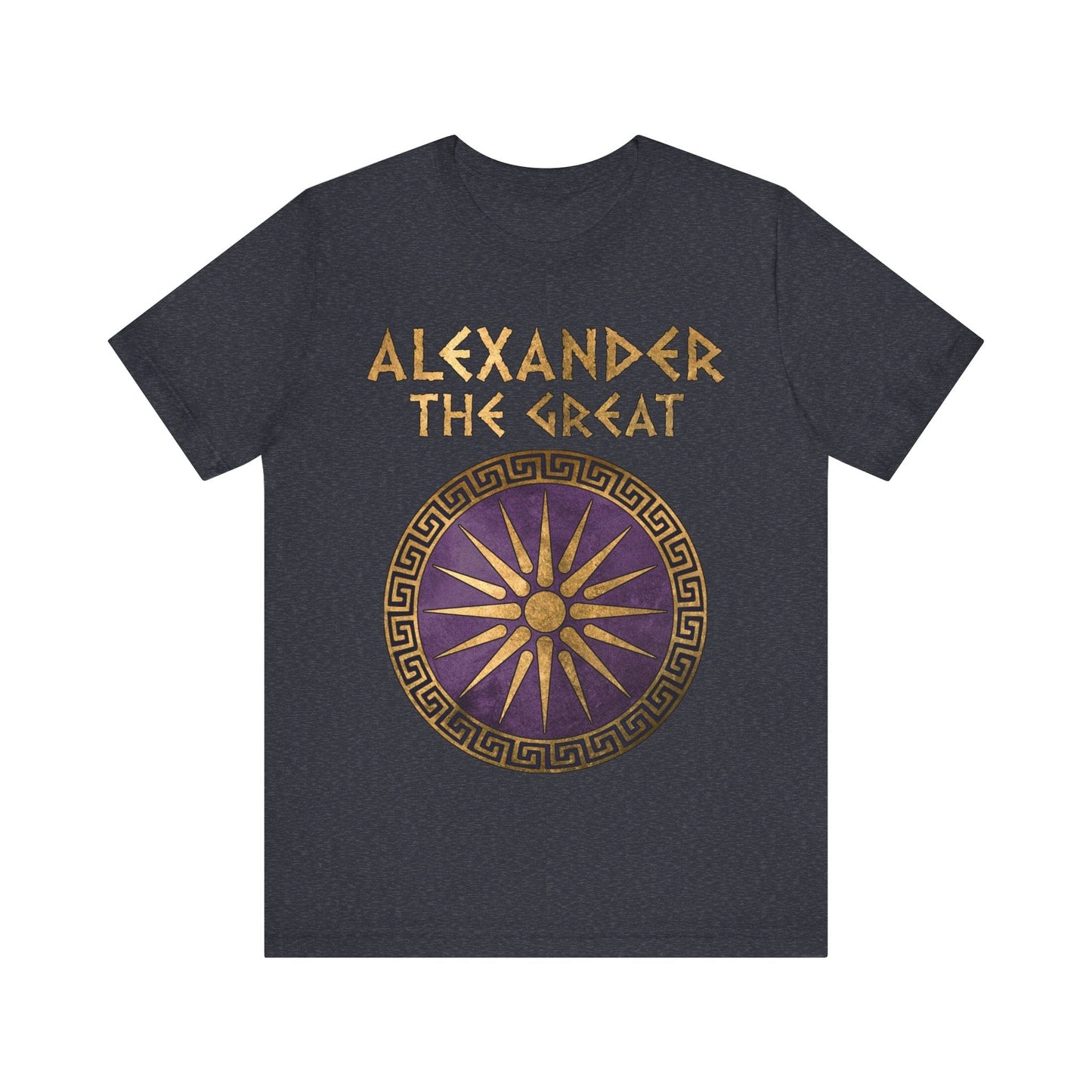 Heather Navy / S Alexander the Great Makedon Shield T-Shirt