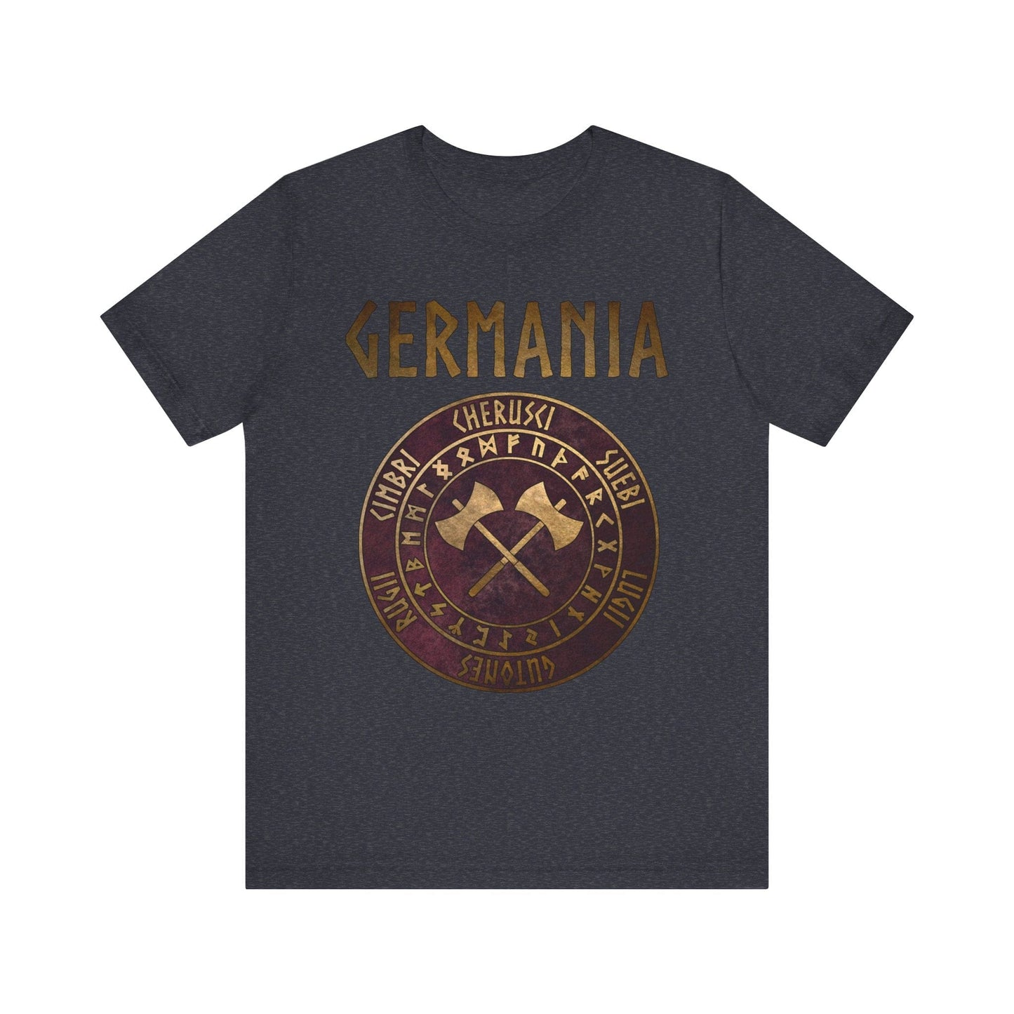 Heather Navy / S Germania Ancient Germanic Tribes with Runes T-Shirt