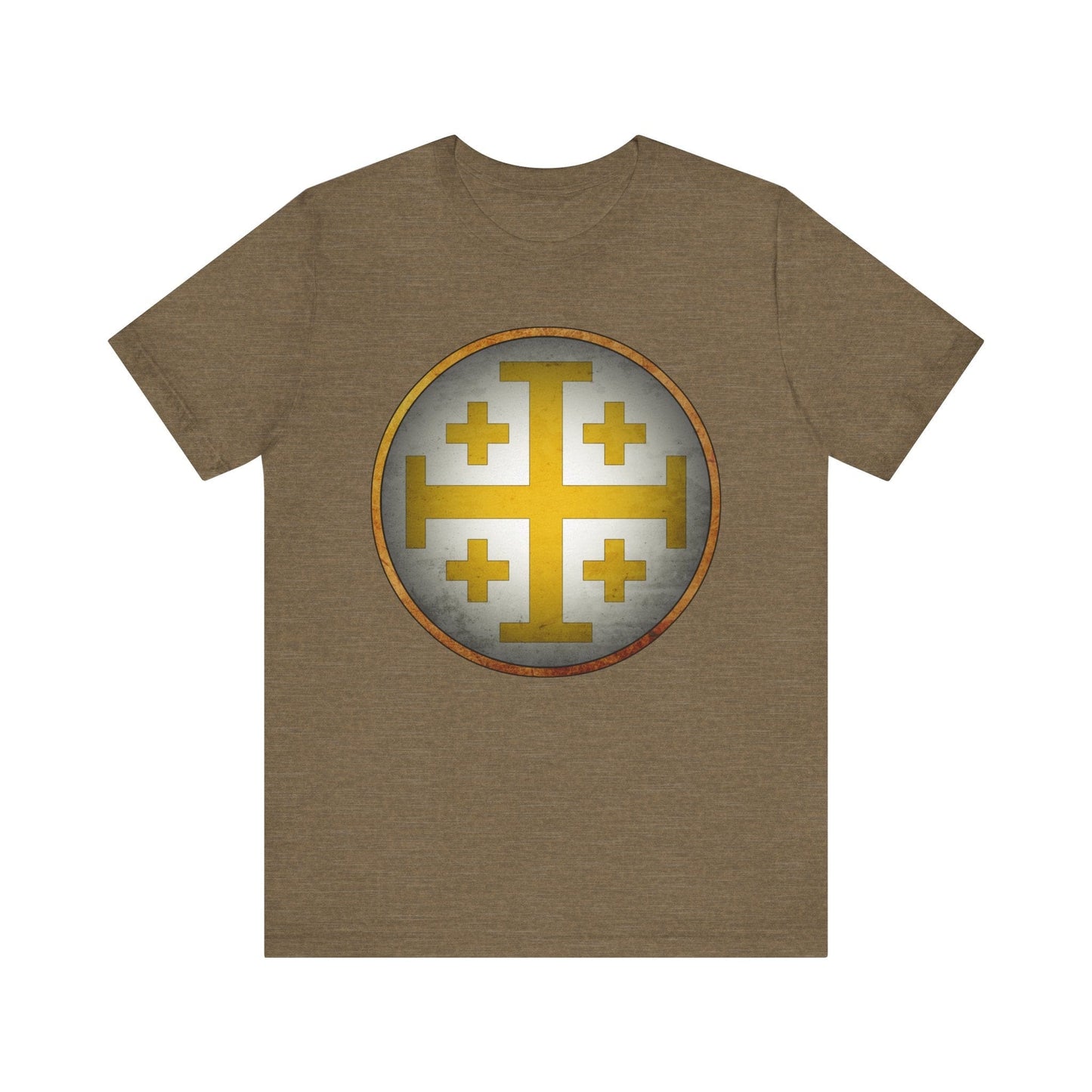 Heather Olive / S Jerusalem Heraldry - Medieval Jerusalem Cross T-shirt