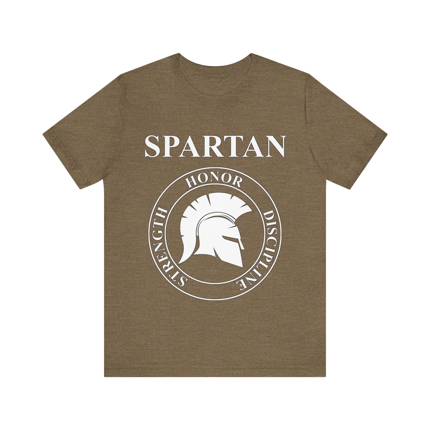 Heather Olive / S Spartan Warrior Virtues of Sparta Helmet T-shirt