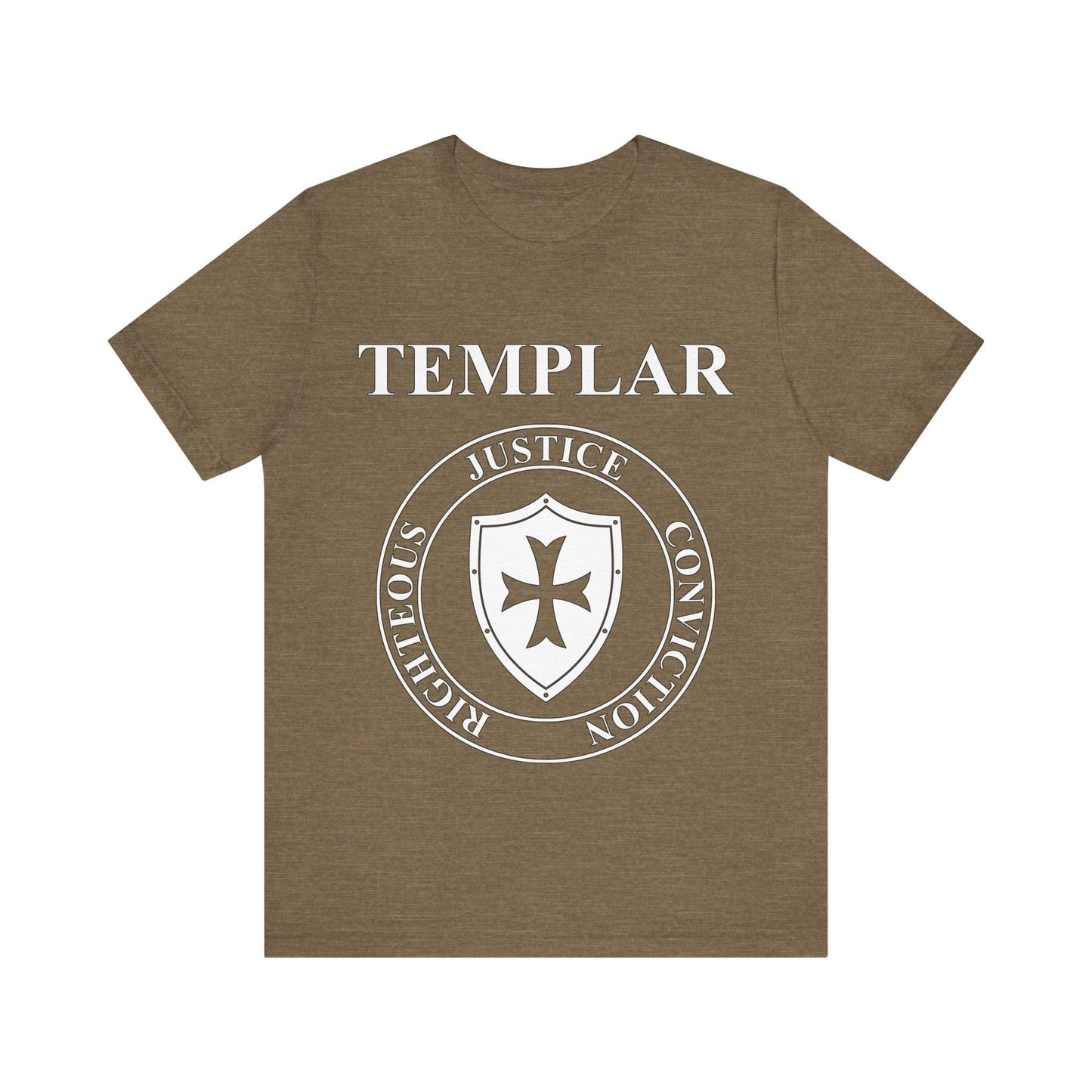 Heather Olive / S Templar Virtues of the Knights Templar Shield T-shirt