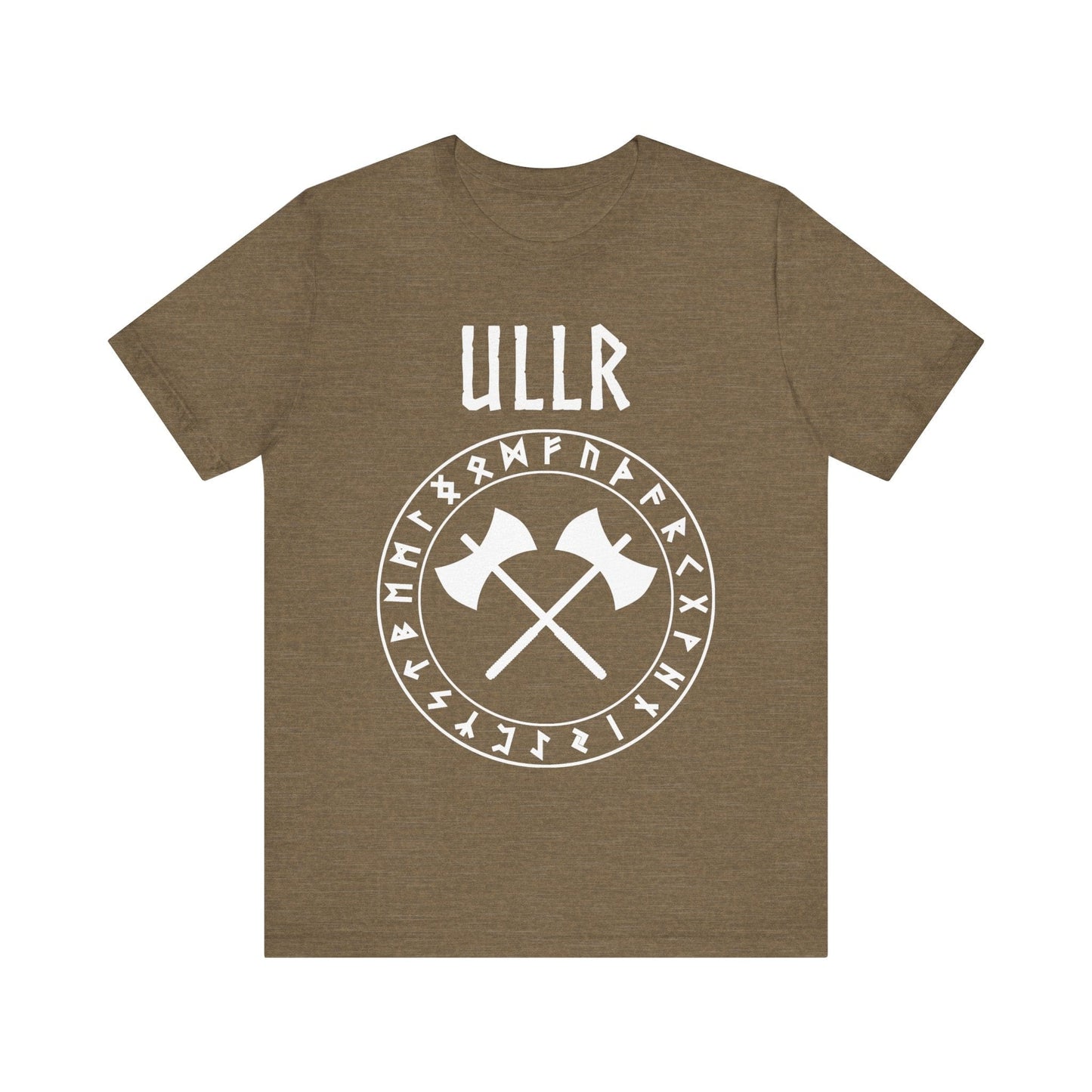Heather Olive / S Ullr Norse God with Runes T-shirt