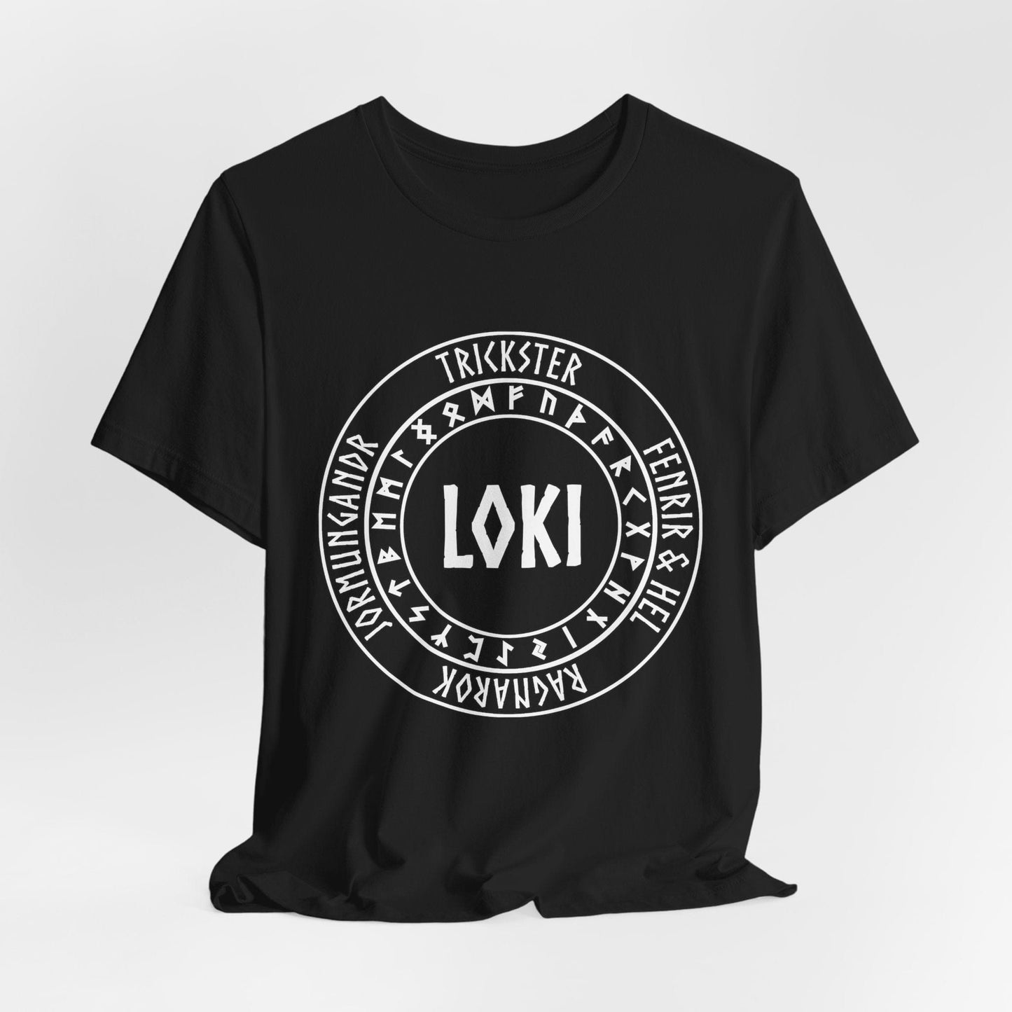Loki Norse God with Futhark Runes T-shirt