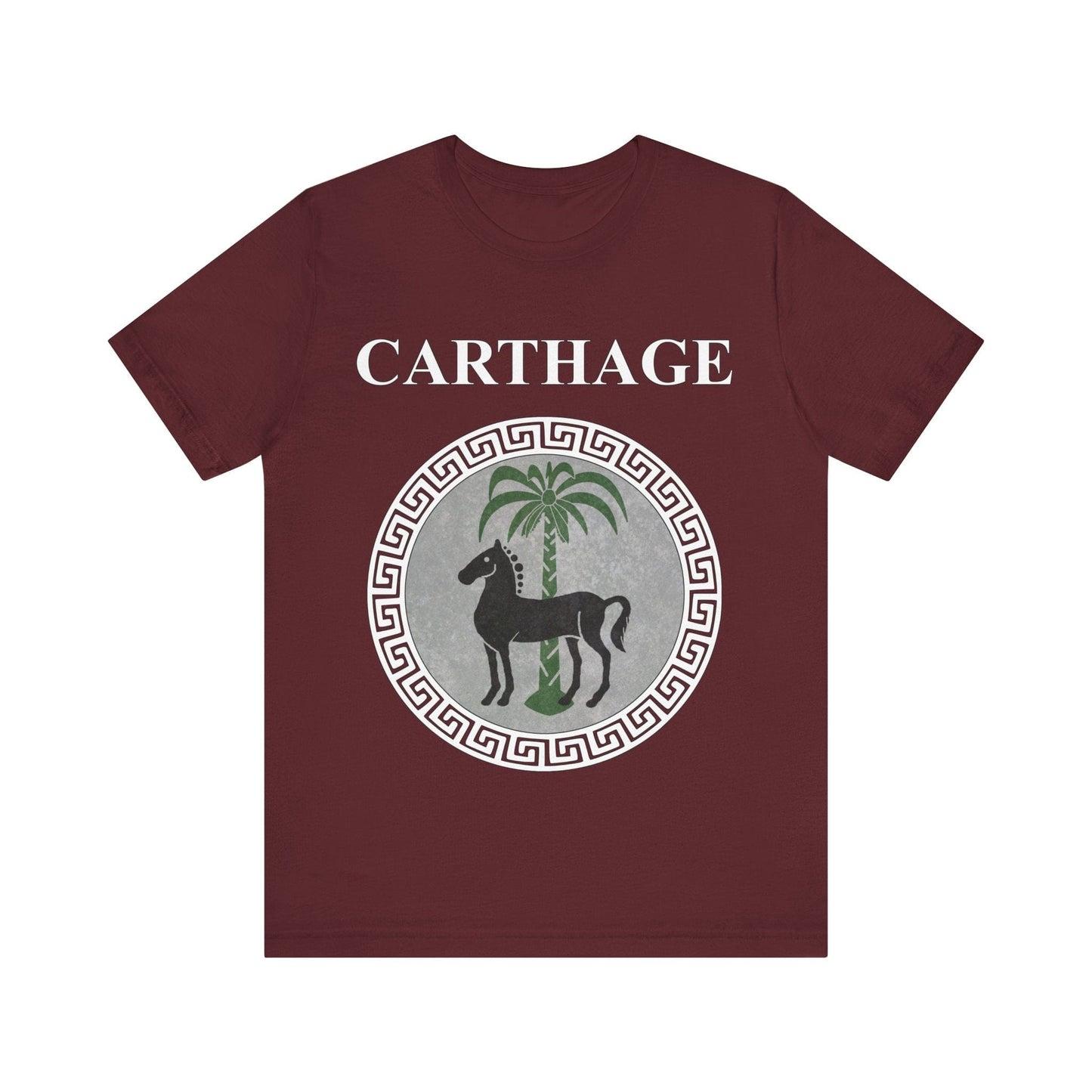 Maroon / S Carthage Ancient Symbol of Qart-Hadasht Shield T-shirt