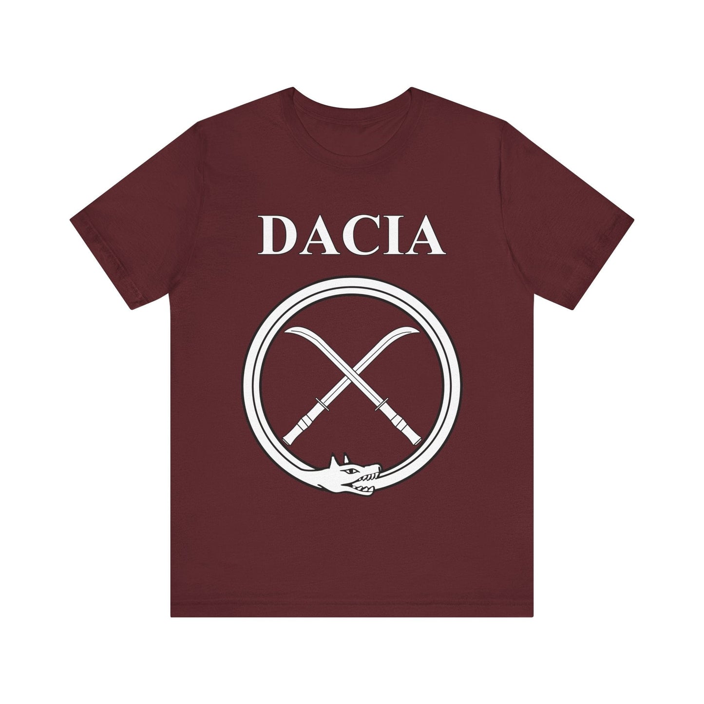 Maroon / S Dacia Ancient Dacian Draco and Falx Symbol T-Shirt