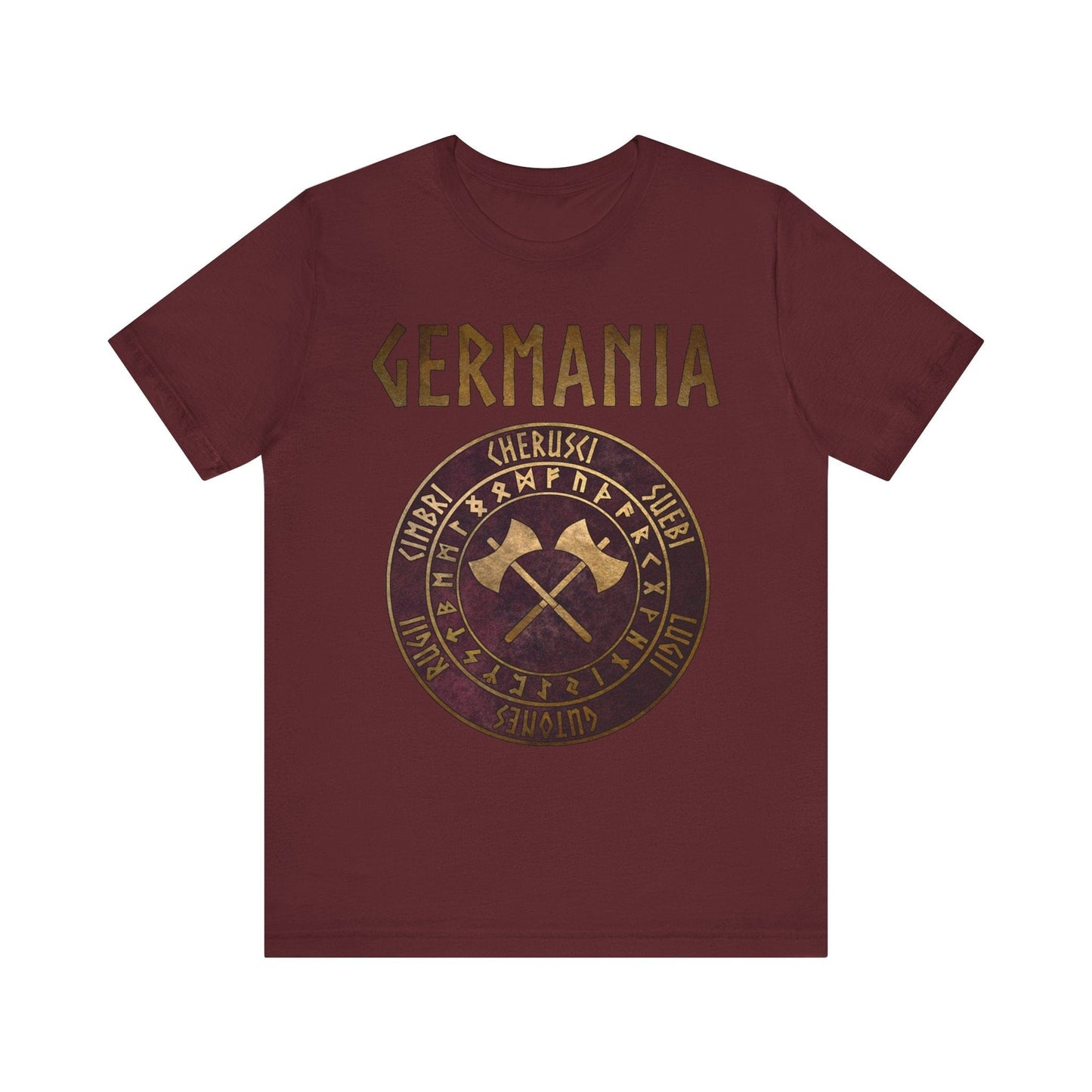 Maroon / S Germania Ancient Germanic Tribes with Runes T-Shirt