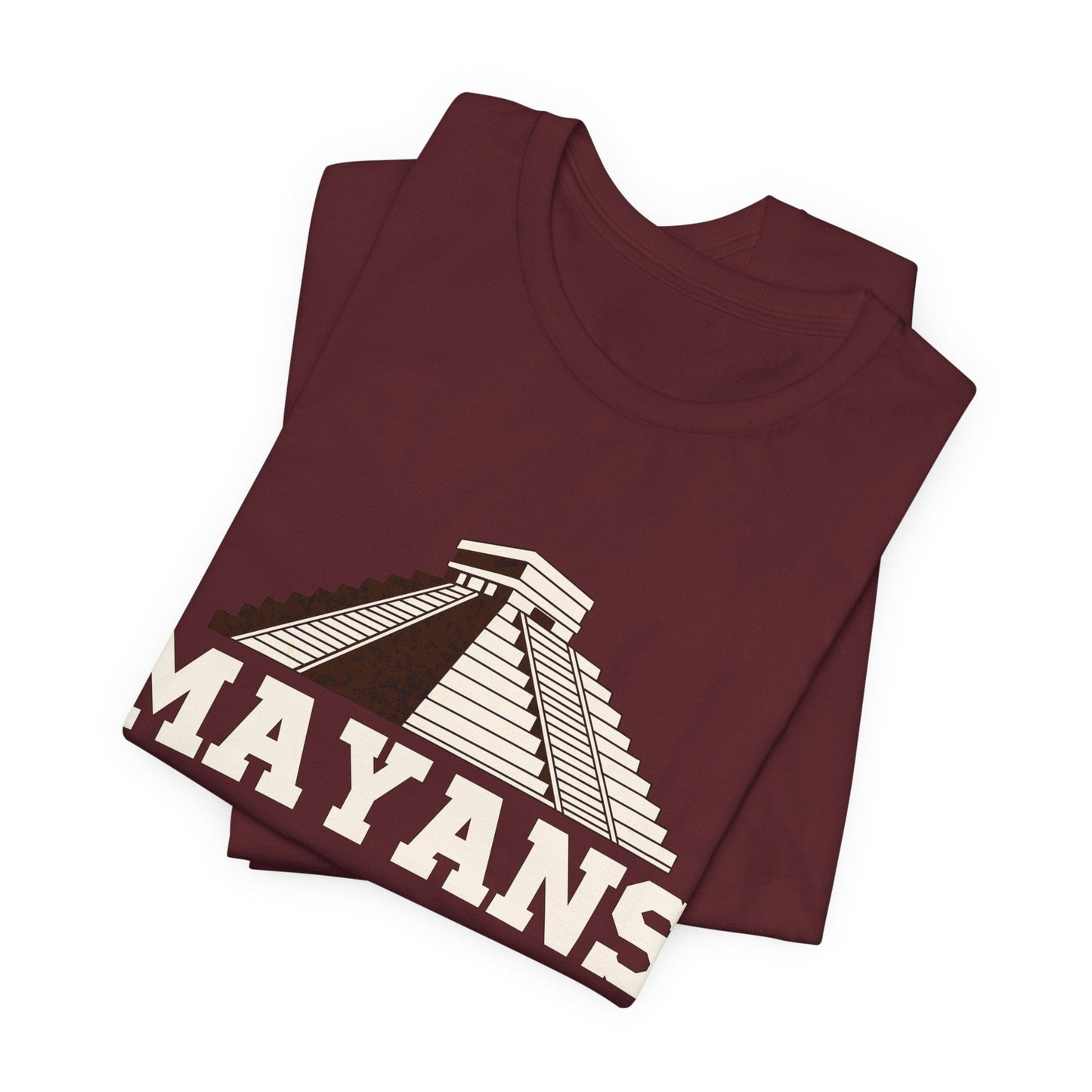 Maroon / S Mayans - Pyramid of Kukulkan T-Shirt