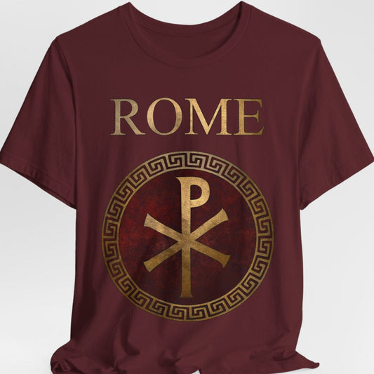 Maroon / S Roman Empire Imperial Chi Rho Symbol T-Shirt