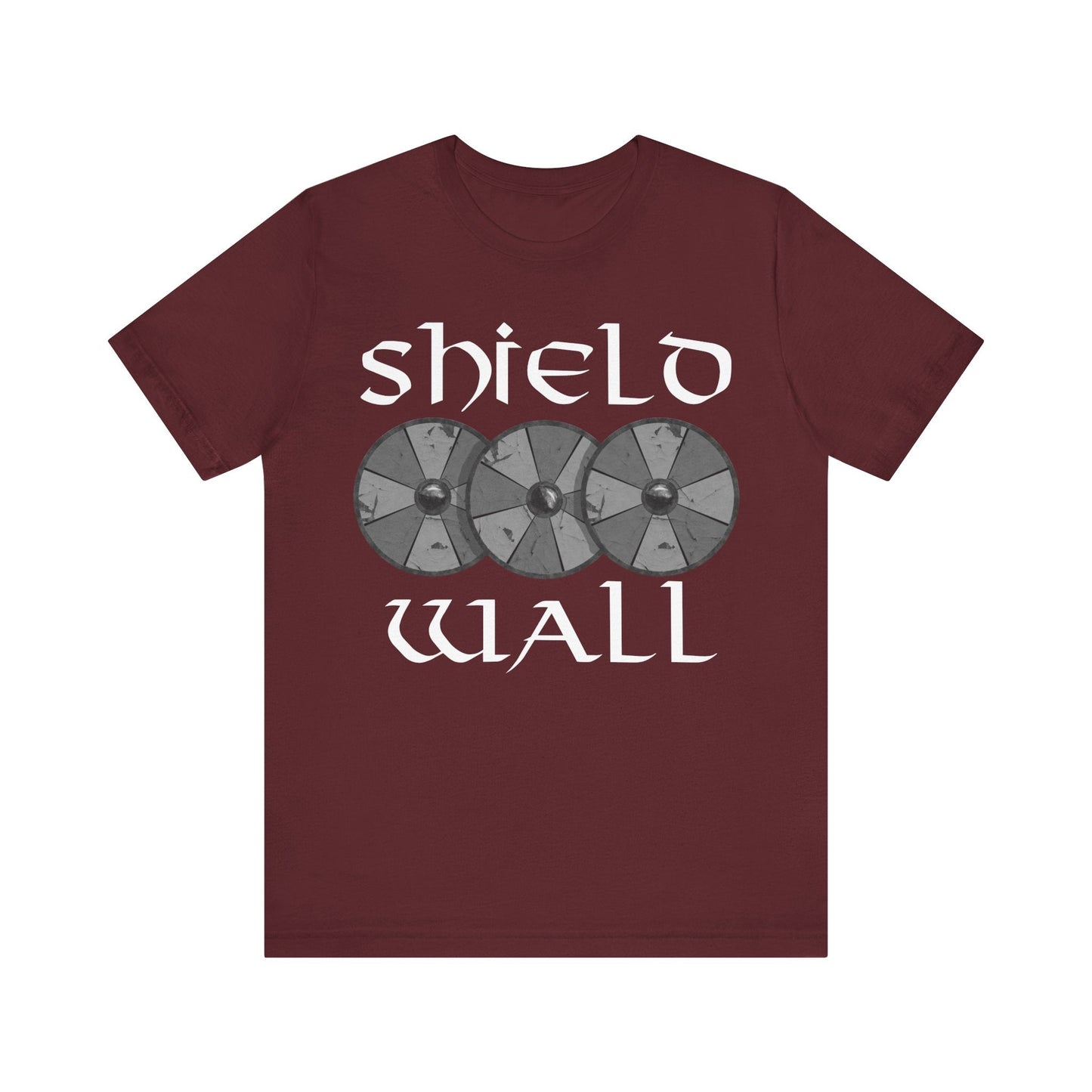 Maroon / S Viking Shield Wall Norse Warrior T-Shirt