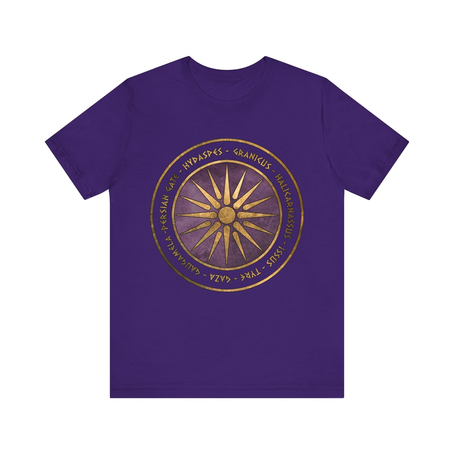 Team Purple / S Alexander the Great Battles Macedonian Shield T-shirt