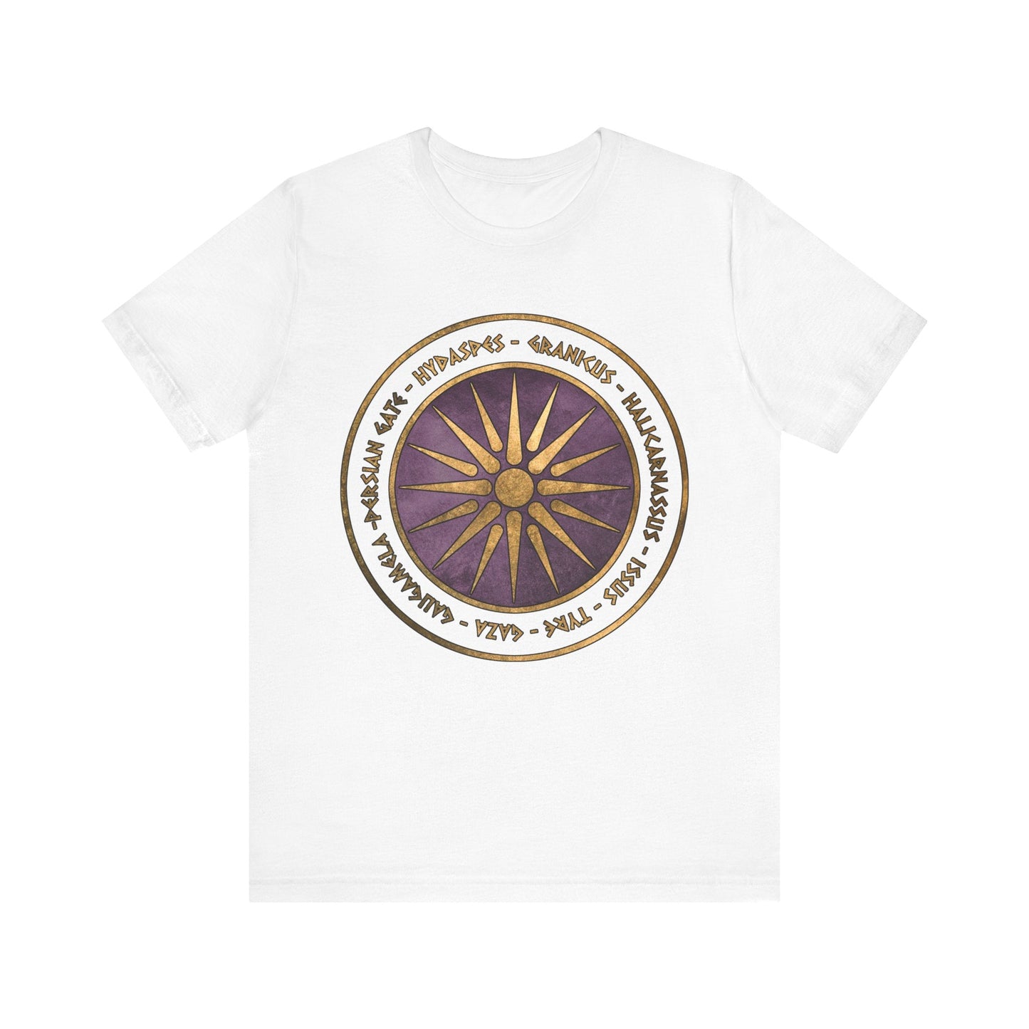 White / S Alexander the Great Battles Macedonian Shield T-shirt