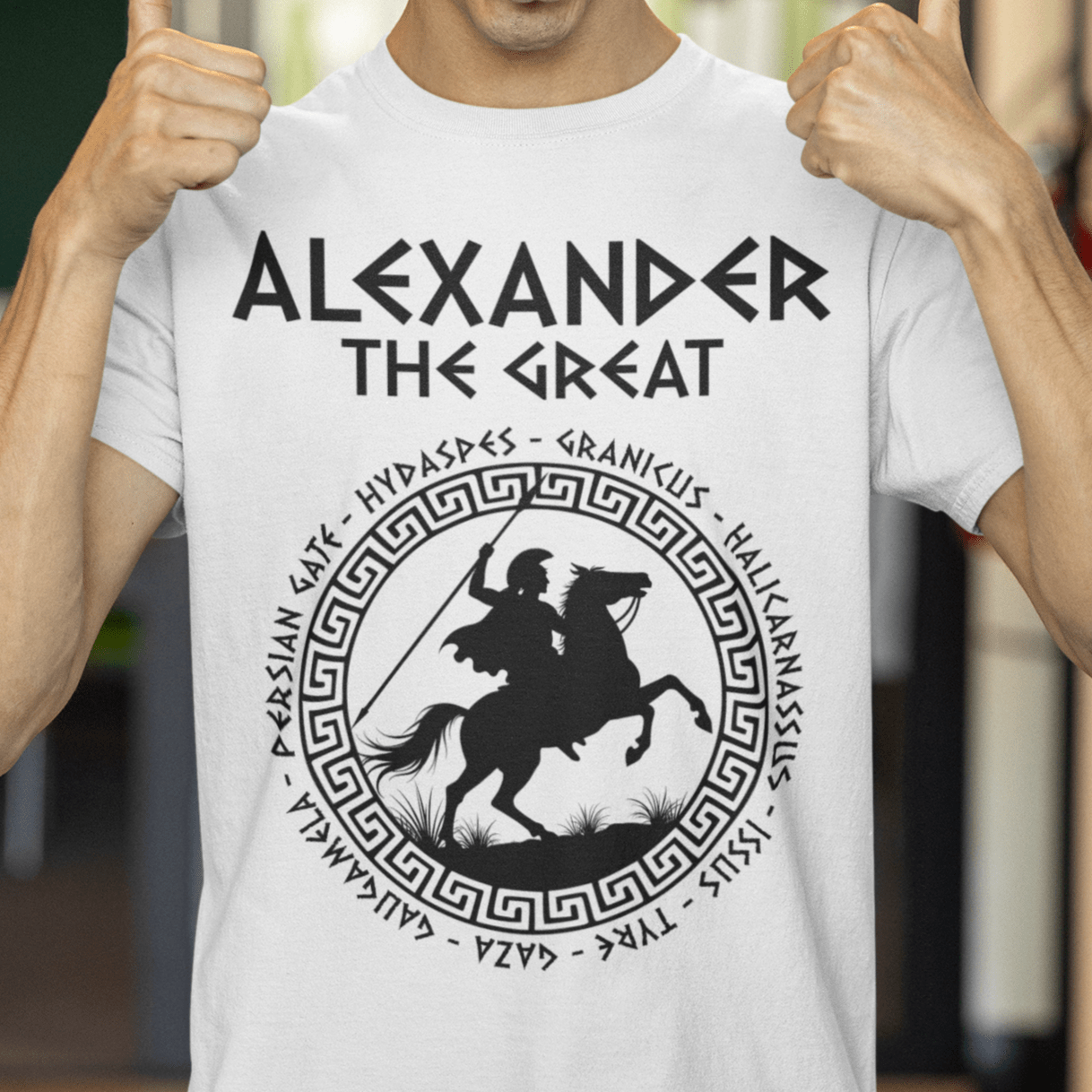 White / S Alexander the Great Battles T-Shirt