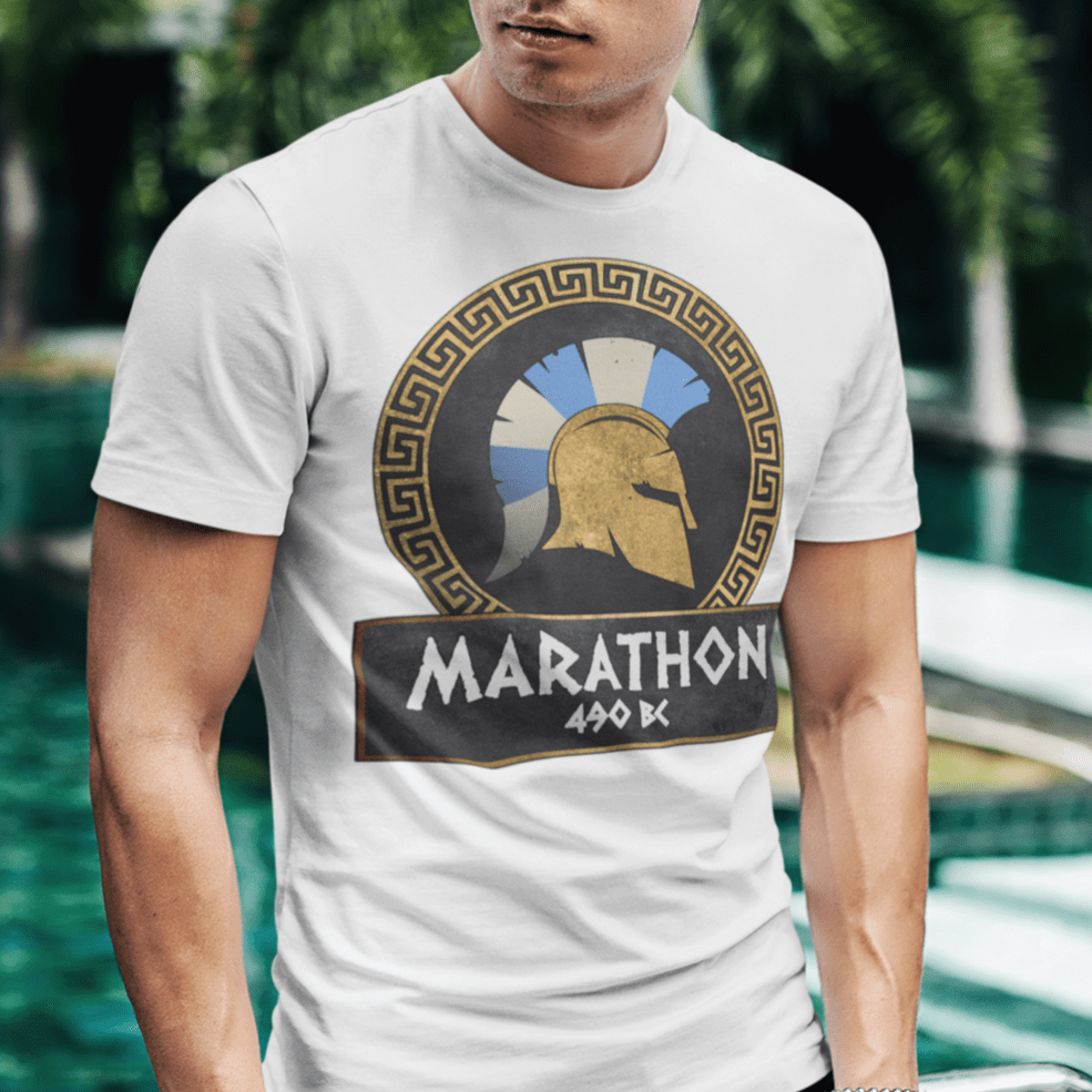 White / S Battle of Marathon Athenian Hoplite T-Shirt