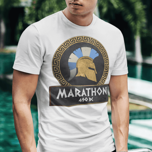 White / S Battle of Marathon Athenian Hoplite T-Shirt