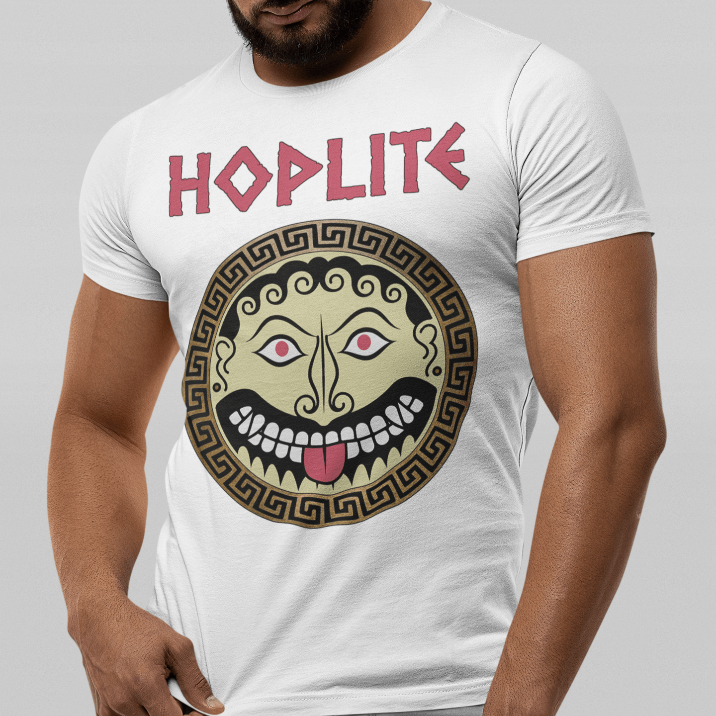 White / S Greek Hoplite Gorgon Shield T-Shirt