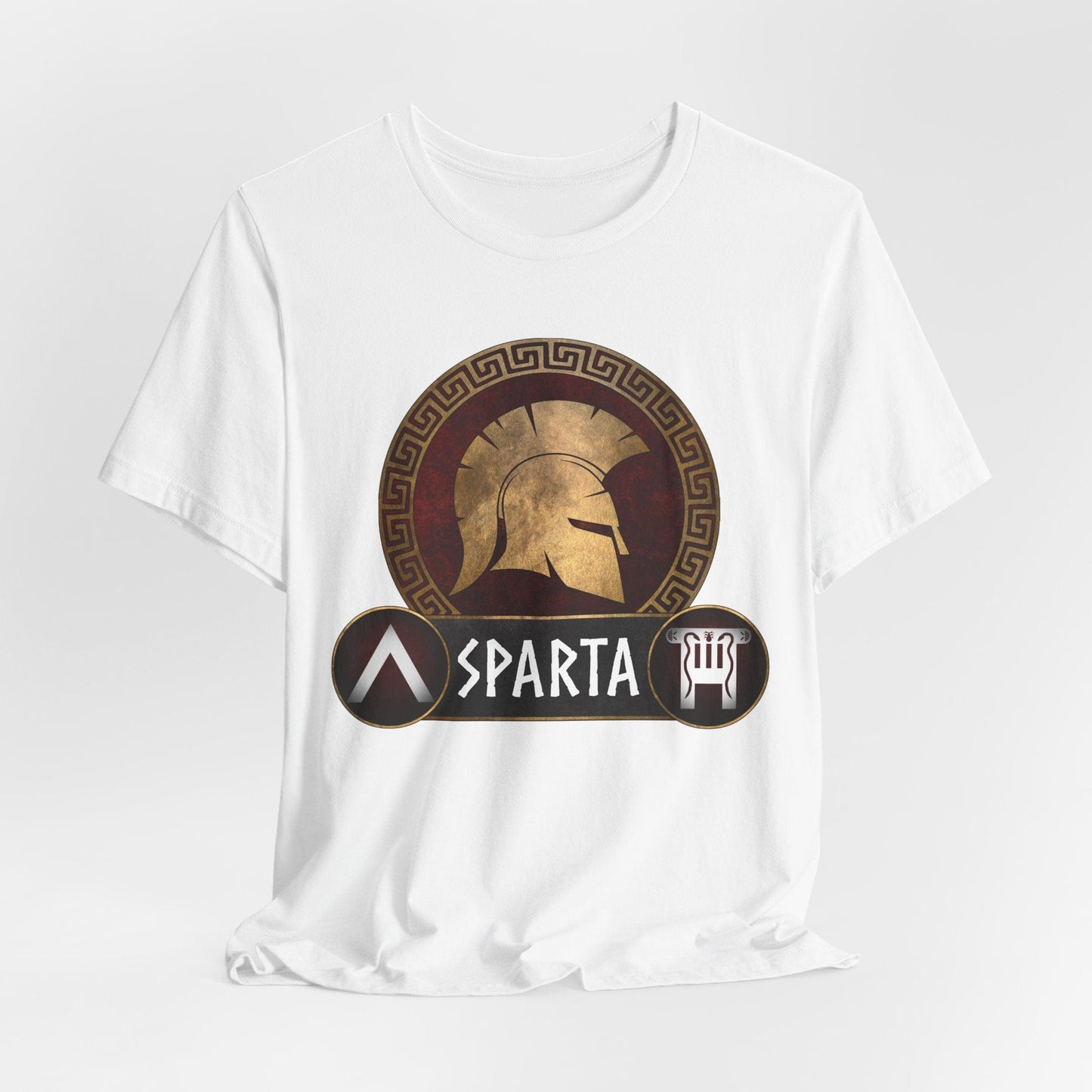 White / S Sparta - Spartan Helmet and Shields T-Shirt