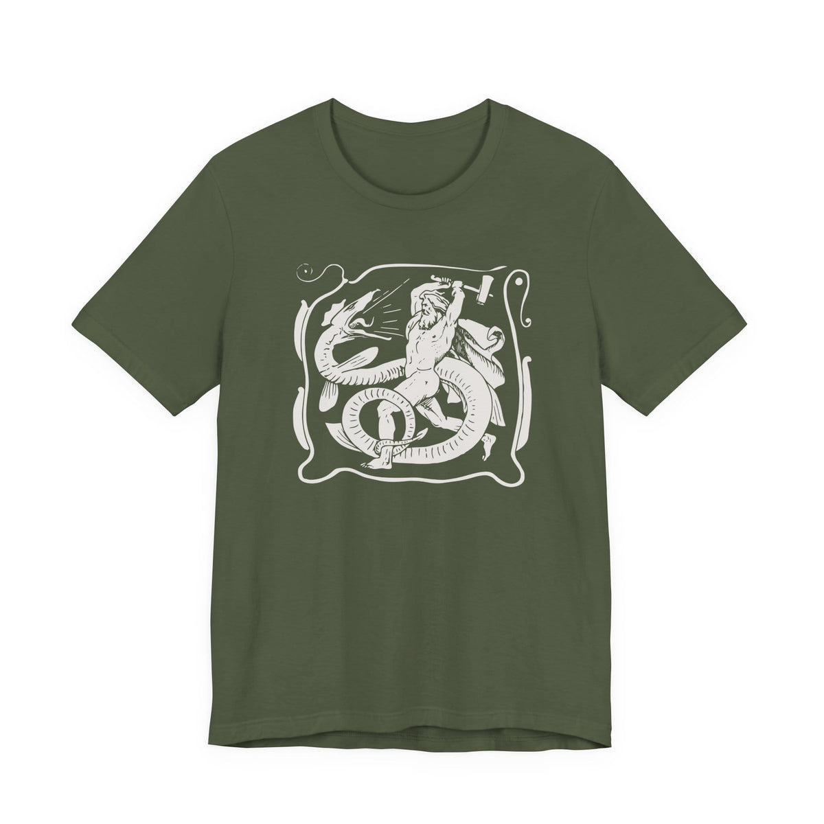 Military Green / S Thor vs Jormungandr Ragnarok T-Shirt