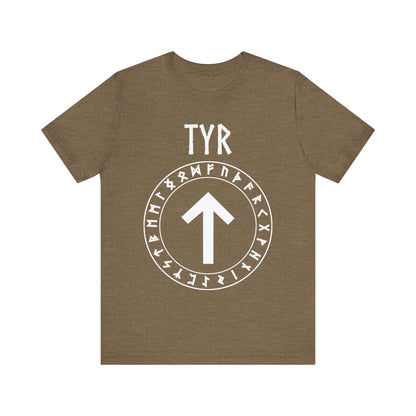 Tyr Norse God Tiwaz Rune with Futhark Runes T-shirt