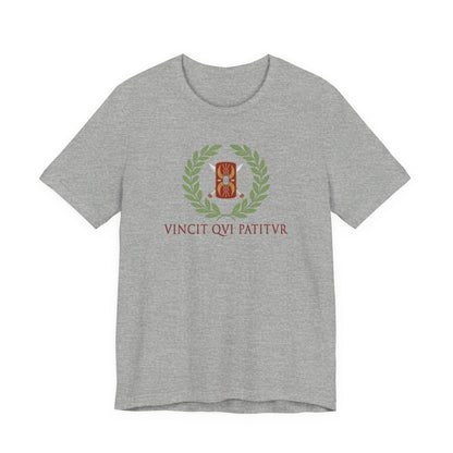 Athletic Heather / S He Conquers Who Endures Latin T-Shirt