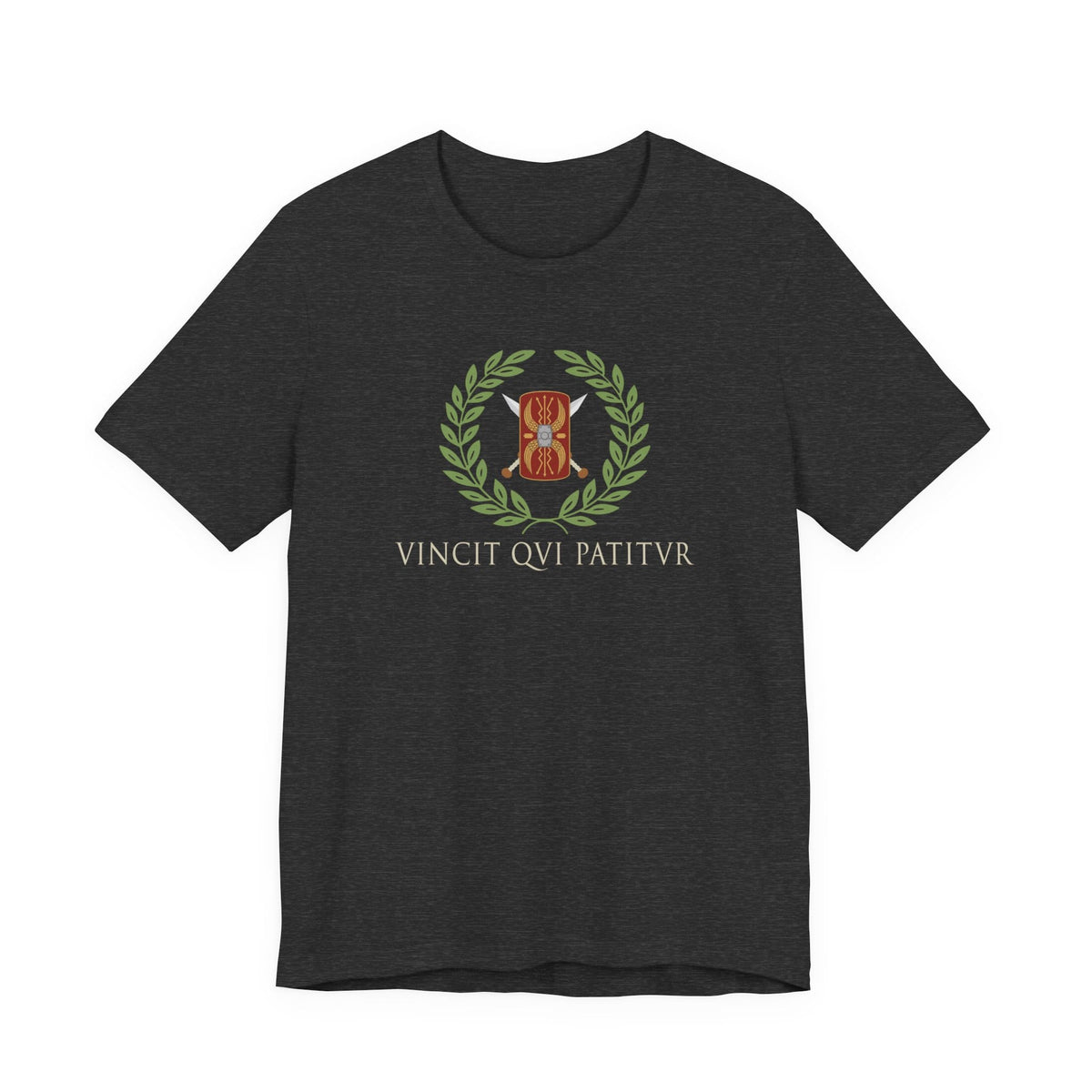 Dark Grey Heather / S He Conquers Who Endures Latin T-Shirt