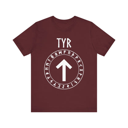 Tyr Norse God Tiwaz Rune with Futhark Runes T-shirt