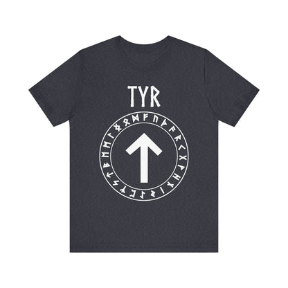 Tyr Norse God Tiwaz Rune with Futhark Runes T-shirt