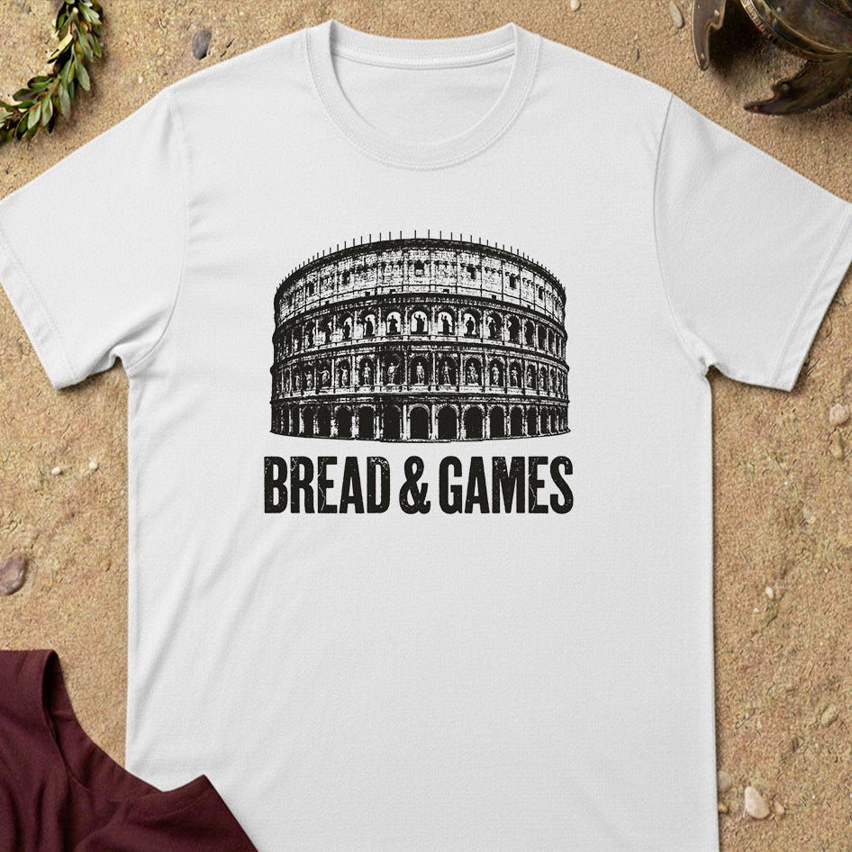 Bread and Games White Roman Colosseum T-shirt