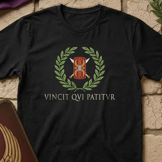 Black / S He Conquers Who Endures Latin T-Shirt